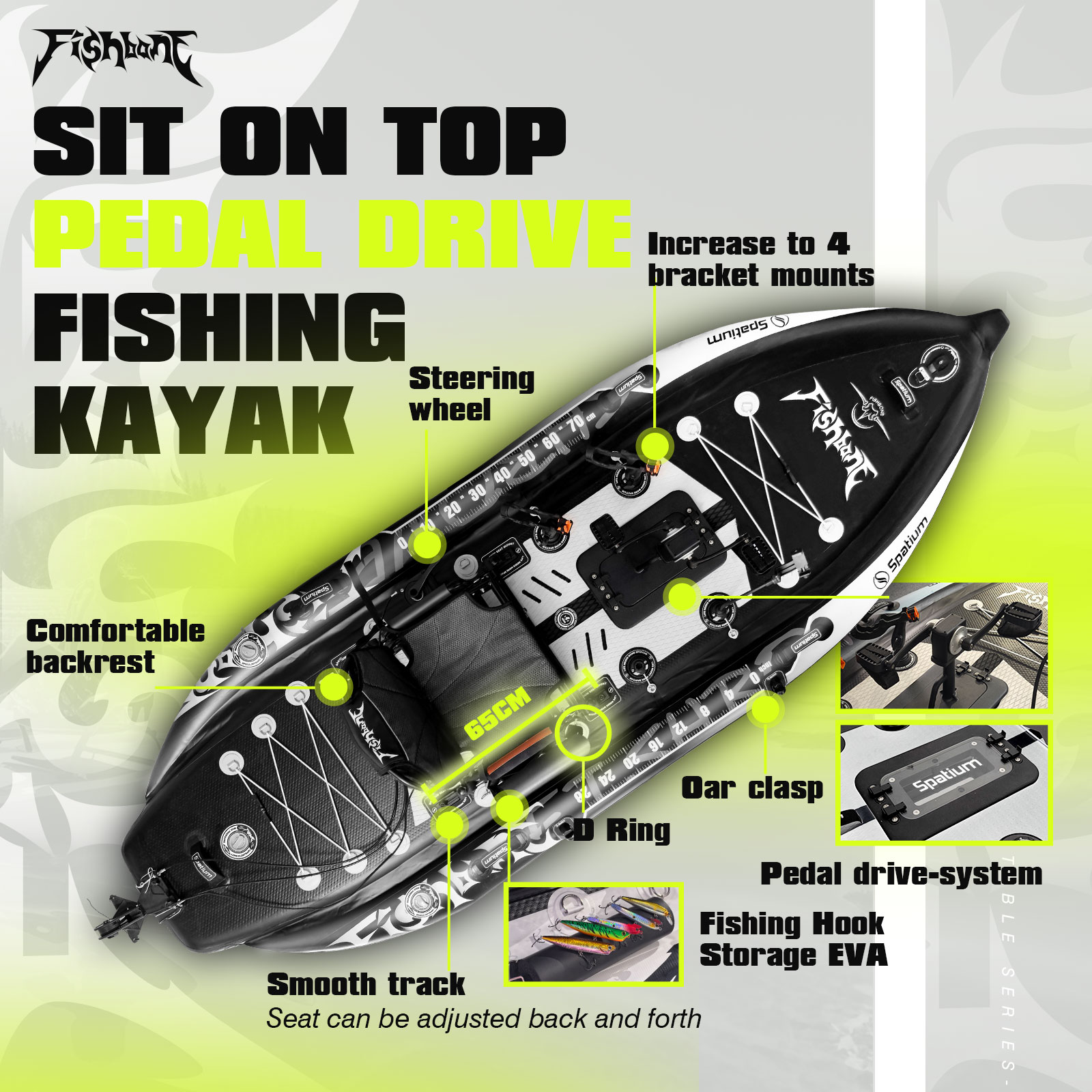 Spatium Fishing Kayak Boat Ped - Fishing Kayak Pedal Drive recension och pris